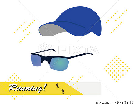 ジョギング ランニングアイテム キャップとサングラスのイラスト素材