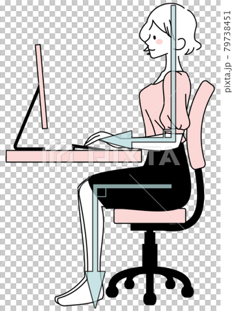 一個女人用好角度的姿勢打電腦 79738451