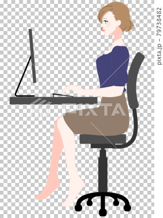 A woman who uses a computer with her legs dangling - Stock Illustration ...