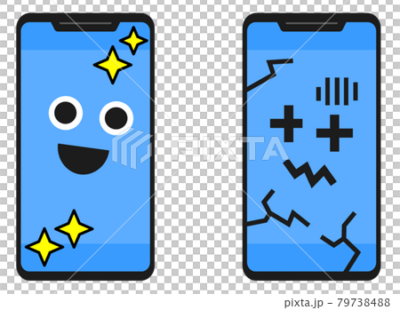 Illustration of a new smartphone and a dirty and broken smartphone 79738488