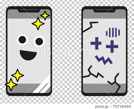 Illustration of a new smartphone and a dirty and broken smartphone 79738489