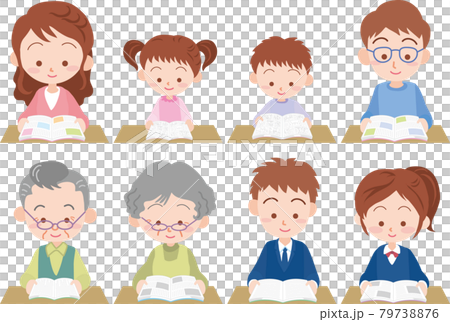 閱讀各種書籍的人 79738876