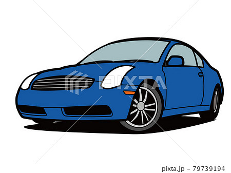 国産スポーツカー旧型　青色系　自動車イラスト 79739194