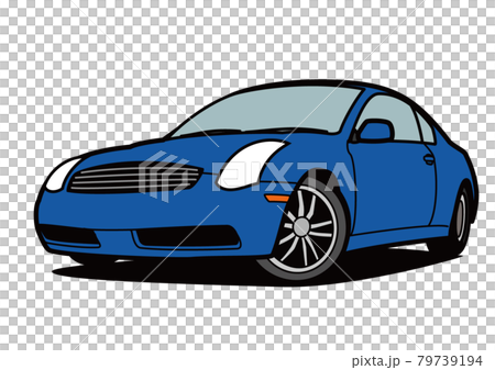 国産スポーツカー旧型　青色系　自動車イラスト 79739194