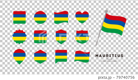Mauritius flag various shapes icon set vector... - Stock Illustration ...