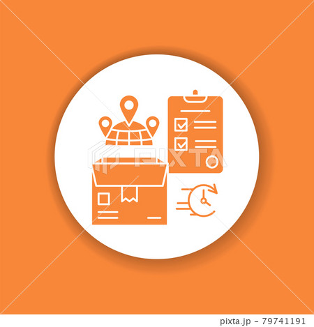 Worldwide delivery glyph icon. Boxand checklist sign. Express shipping. Sign for web page, app. 79741191