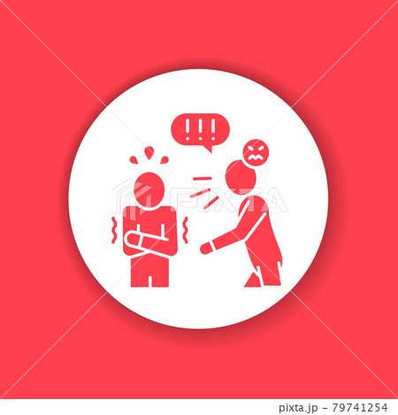 Intimidation black glyph icon. Verbal bullying. Harassment, and violence. Sign for web page, mobile app, button Intimidation black glyph icon. Verbal bullying. Harassment, and violence. Sign for web page, mobile app, button 79741254