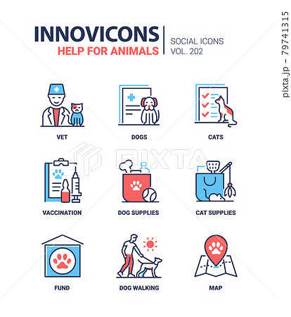 Help for animals - modern colorful line design style icons 79741315