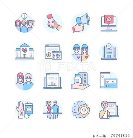Helping the sick - colorful line design style icon set 79741316