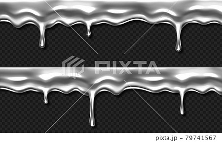 Liquid silver drip, dripping metal, mercury border 79741567