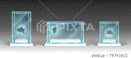 Broken glass showcases, displays, exhibit stands 79741622