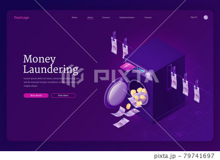 Money laundering isometric landing page, banner 79741697
