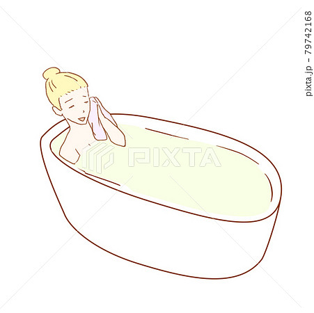 バスタブに浸かる女性のイラスト素材
