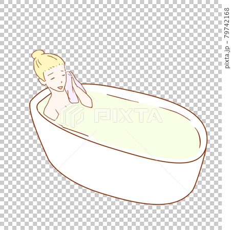 バスタブに浸かる女性のイラスト素材 バスタブに浸かる女性のイラスト素材