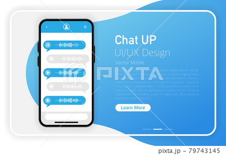 Chat up. Smartphone blank screen. Modern design. Device mockup. UI and UX design interface. Gradient background. Vector Chat up. Smartphone blank screen. Modern design. Device mockup. UI and UX design interface. Gradient background. Vector 79743145