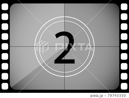 A classic film countdown frame at the number two. Old fashioned film counter. Vector 79743350