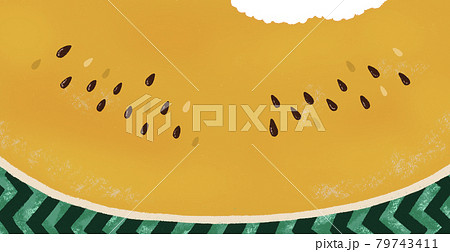 黄色いたべかけスイカの断面の絵具イラストイメージのイラスト素材