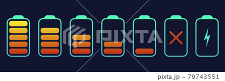 Vector battery symbol set different level of charge. Battery charge signs. Vector Vector battery symbol set different level of charge. Battery charge signs. Vector 79743551