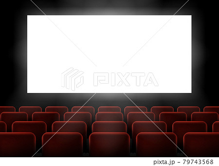 Movie cinema premiere poster design with white screen. Your text is here. Vector illustration. 79743568