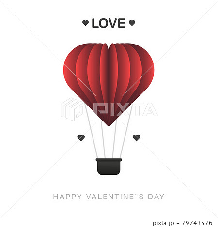 Happy Valentines Day vector design with 3d realistic paper hearts flying balloon decorations on white background. Love. Vector illustration. 79743576