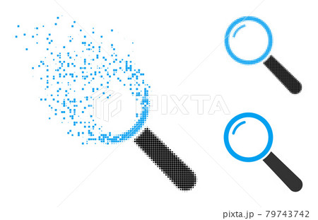 Fractured and Halftone Pixel Magnifier Glyph 79743742