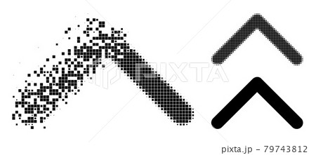 Fractured and Halftone Pixelated Direction Up Glyph 79743812