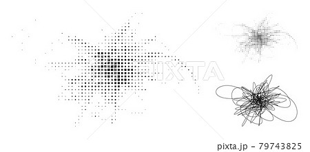 Burst and Halftone Dot Messy String Icon 79743825