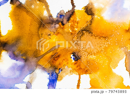 abstract hand-painted orange watercolour spots 79743893