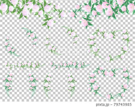 赤詰め草のライン、フレームイラストセット 79743985