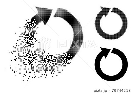 Dissipated and Halftone Pixelated Rotate Icon Dissipated and Halftone Pixelated Rotate Icon 79744218