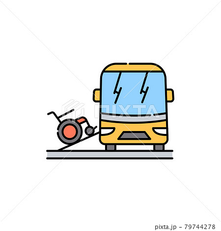 Transportation of a disabled color line icon. Disability. Isolated vector element. Transportation of a disabled color line icon. Disability. Isolated vector element. 79744278