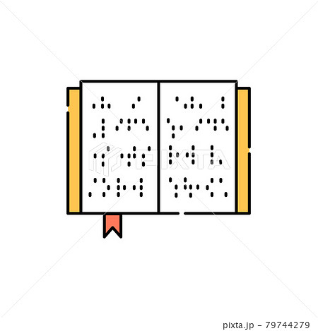 Book blind braille color line icon. Disability. Isolated vector element. 79744279