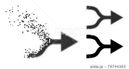 Shredded and Halftone Pixel Combine Arrow Right Glyph 79744363
