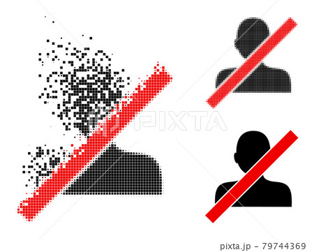Decomposed and Halftone Pixelated Closed Man Glyph 79744369