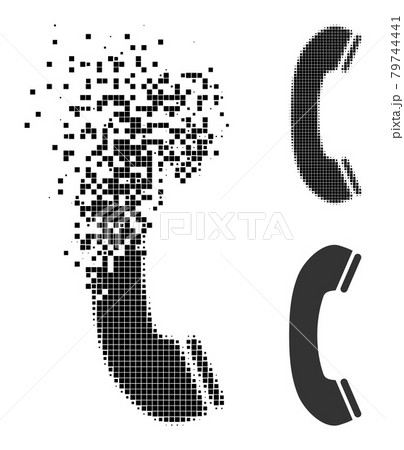 Moving and Halftone Dotted Phone Receiver Glyph Moving and Halftone Dotted Phone Receiver Glyph 79744441