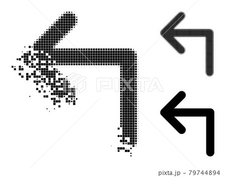 Decomposed and Halftone Pixelated Turn Left Iconのイラスト素材 [79744894] - PIXTA