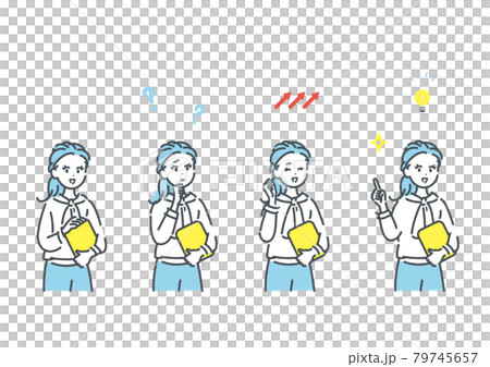 Illustration material of various facial expressions of casual business person 79745657