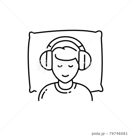 Listen to sleep music color line icon. Autonomous sensory meridian response, sound waves as a symbol of enjoying sounds. Editable stroke. 79746081