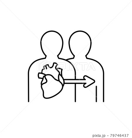 Heart transplant color line icon. Eating show. Autonomous sensory meridian response, sound waves as a symbol of enjoying sounds. Editable stroke. 79746437