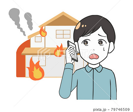 火災　2階建て　スマホで通報　男性 79746509