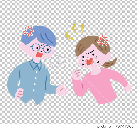 激しく喧嘩する若い夫婦 79747366