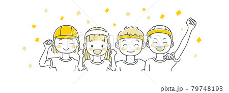 Upper Body Of Boys And Girls Participating In Stock Illustration