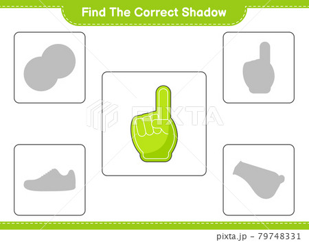 Find the correct shadow. Find and match the correct shadow of Foam Finger. Educational children game, printable worksheet, vector illustration Find the correct shadow. Find and match the correct shadow of Foam Finger. Educational children game, printable worksheet, vector illustration 79748331