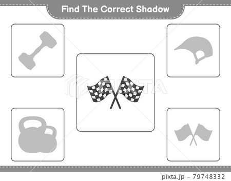 Find the correct shadow. Find and match the correct shadow of Racing Flags. Educational children game, printable worksheet, vector illustration 79748332