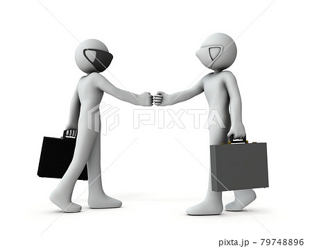 グータッチする二人のビジネスマン 3dイラスト 白バック のイラスト素材