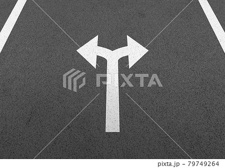 左右の矢印がある路面標示のイラスト no.02 79749264