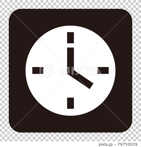 シンプルな時計のアイコン 白ヌキのイラスト素材
