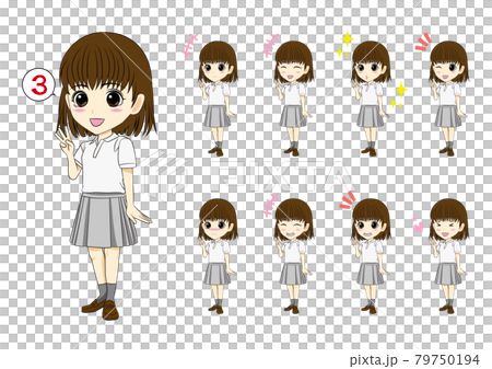 Three-finger girl facial expression difference Three-finger girl facial expression difference 79750194