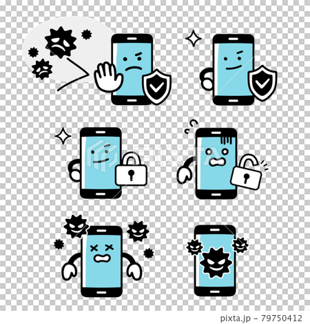 與智能手機字符安全相關的面部表情集 79750412