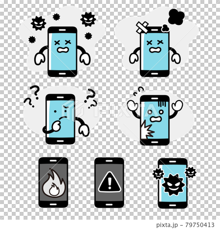 與智能手機角色故障和麻煩相關的面部表情集 與智能手機角色故障和麻煩相關的面部表情集 79750413